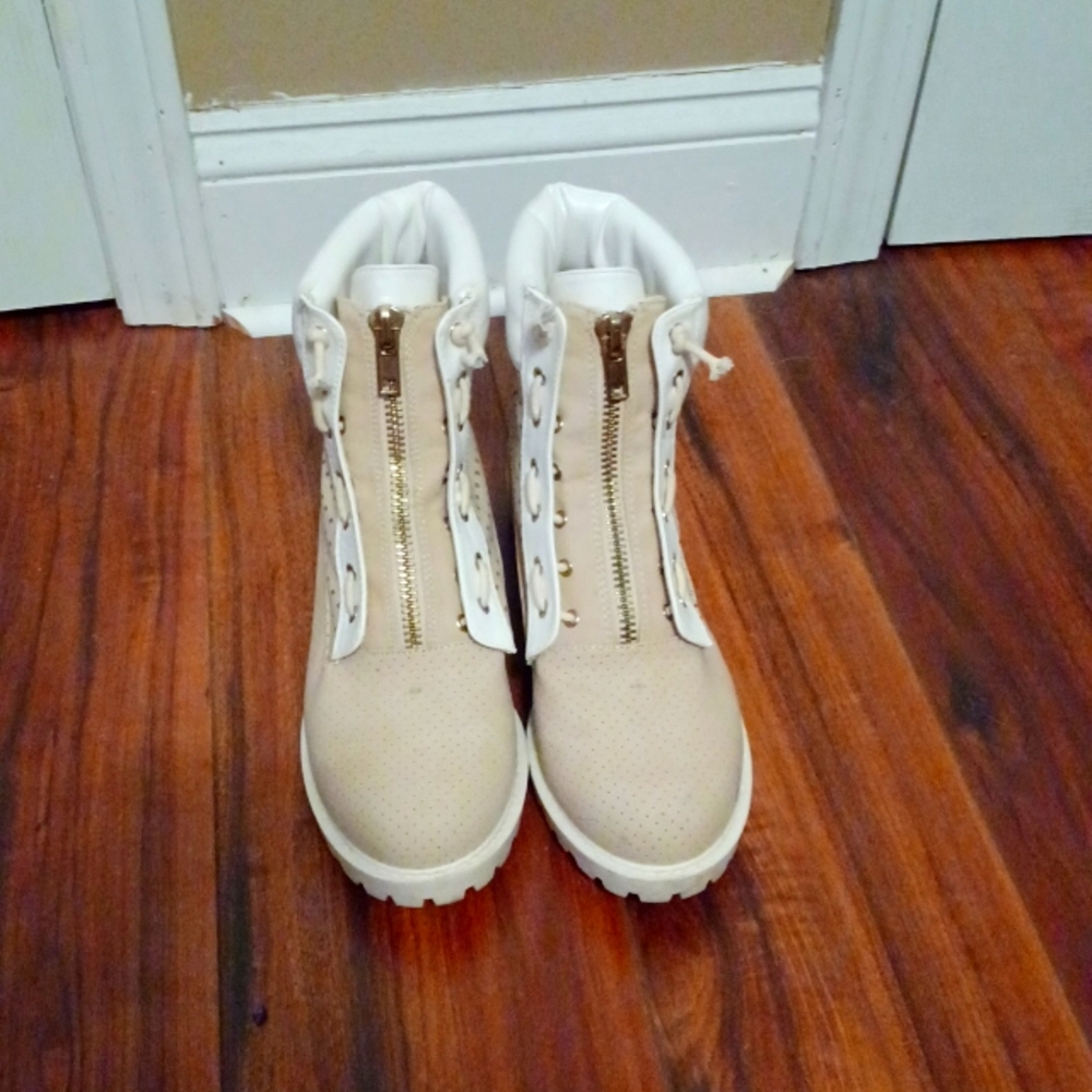 Tan combat boots